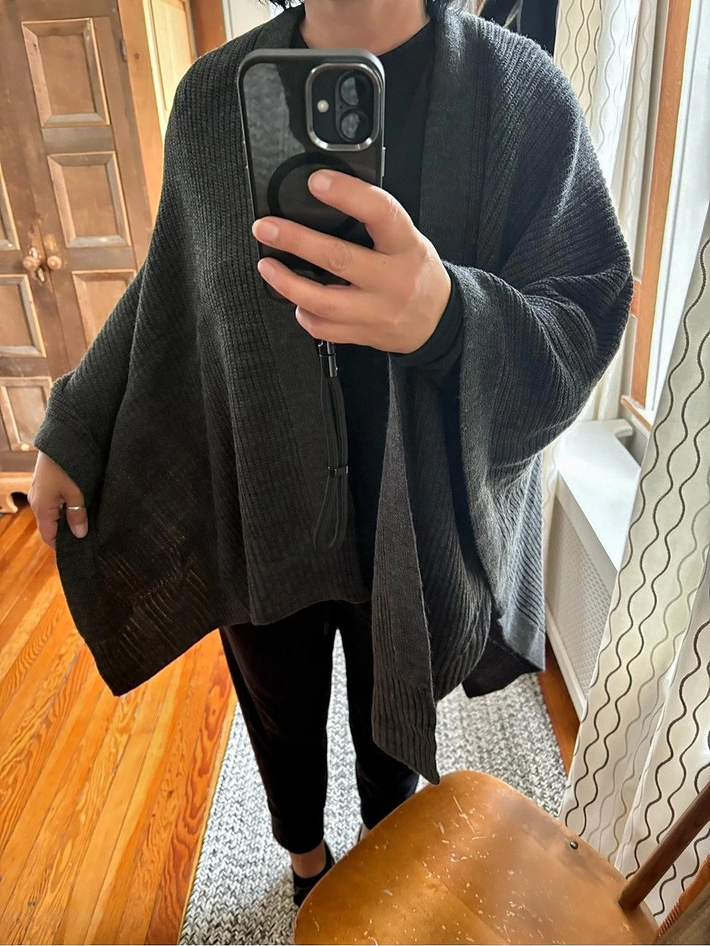 Bisou Open Front Knit Shrug in Gray